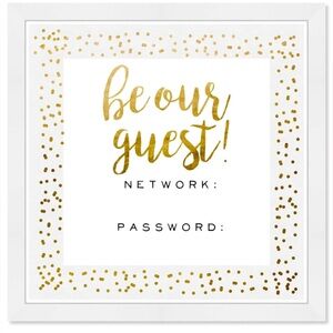 Be Our Guest Gold Confetti Canvas/Wood Wifi Password Wall Art